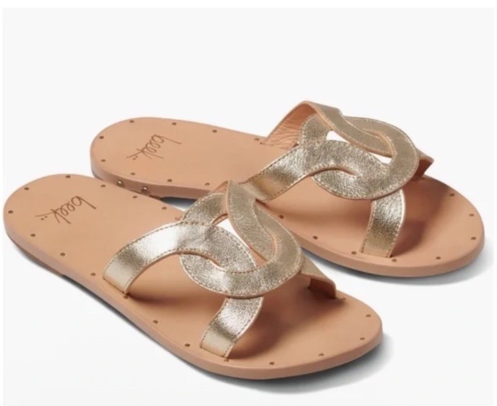 BEEK  Batis Flat Sandals Platinum Leather Sz 9