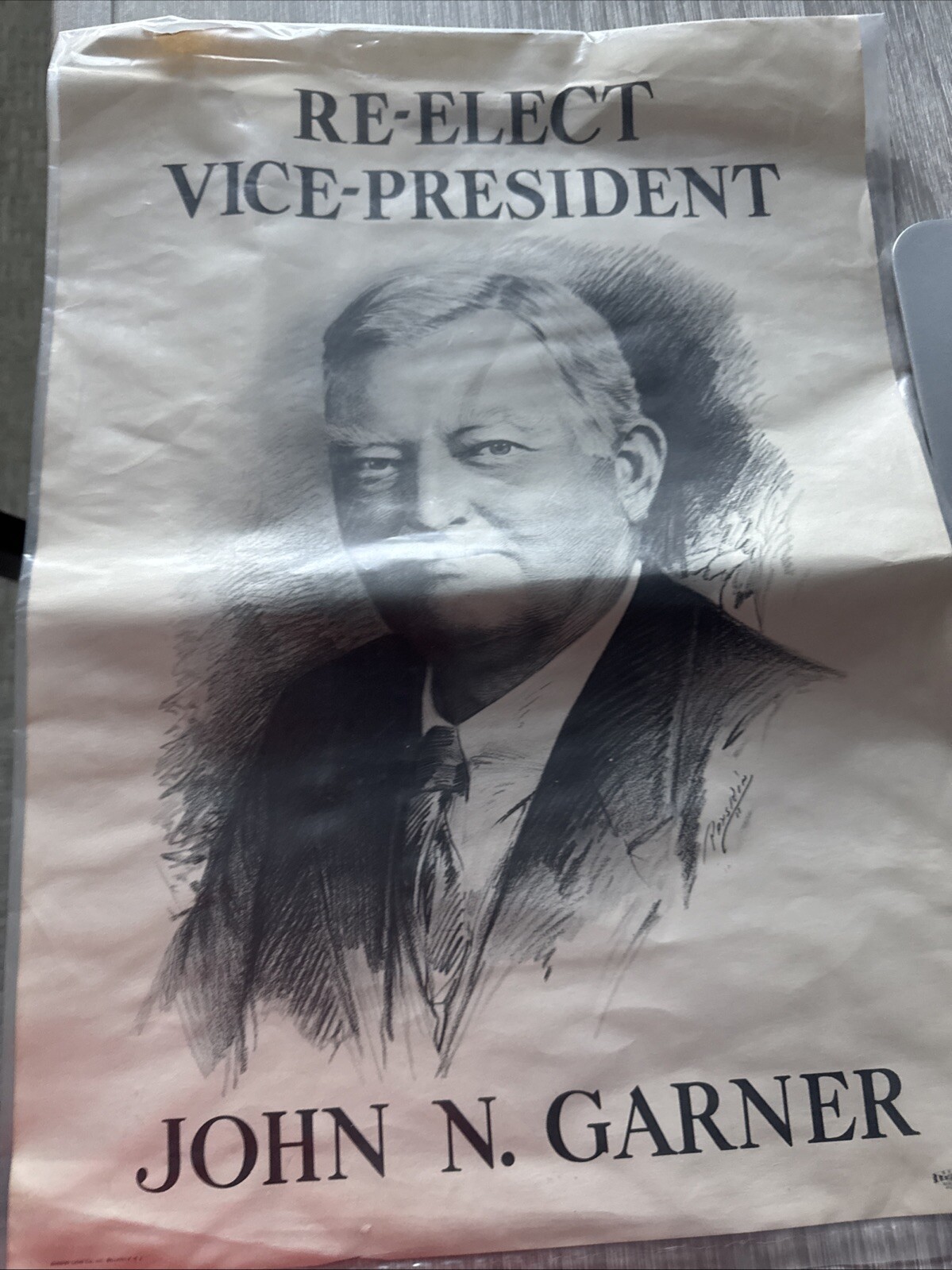 Campaign Poster John N. Garner Vintage Collectors Item