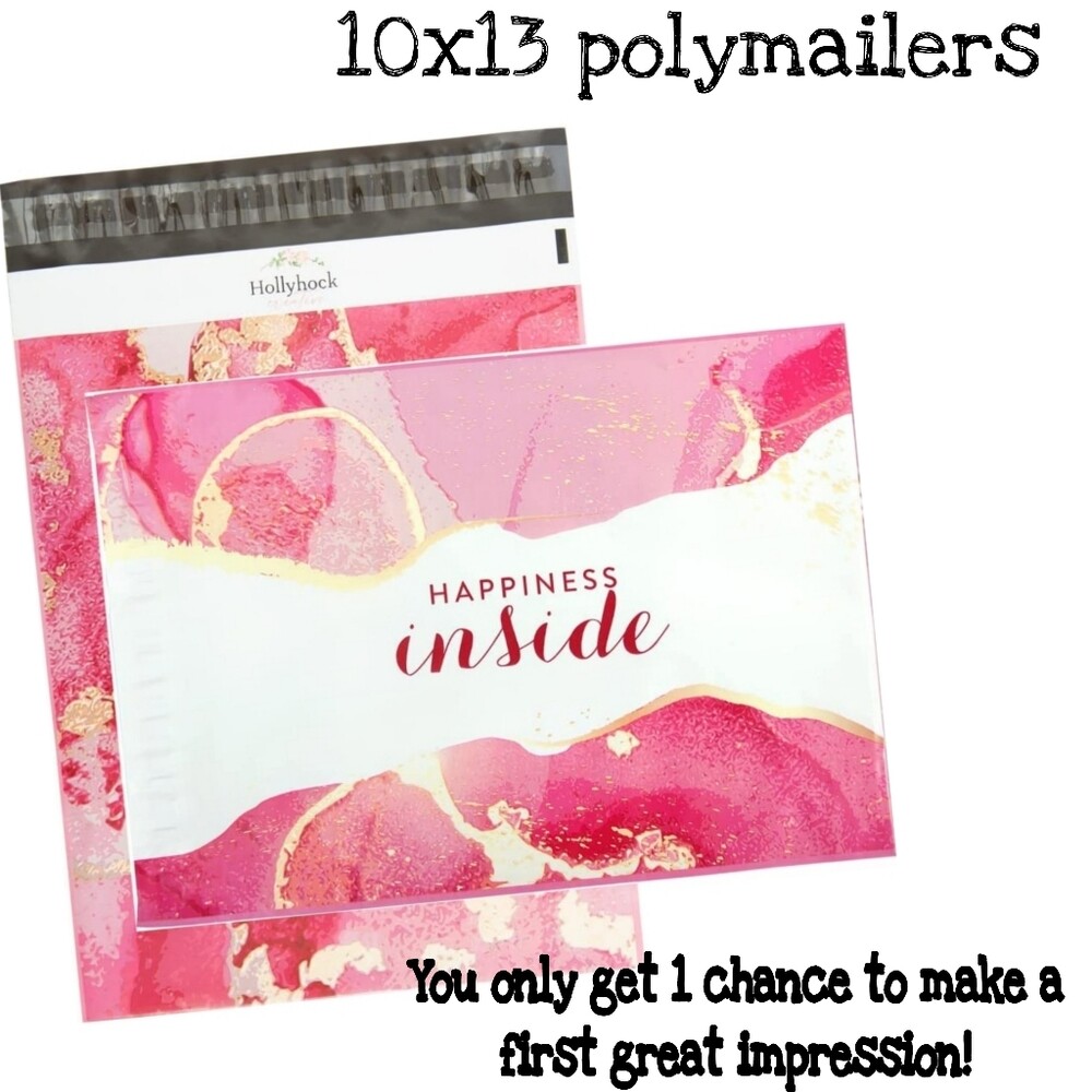 25 pack 10x13 pink HAPPINESS INSIDE Self sealing. Waterproof