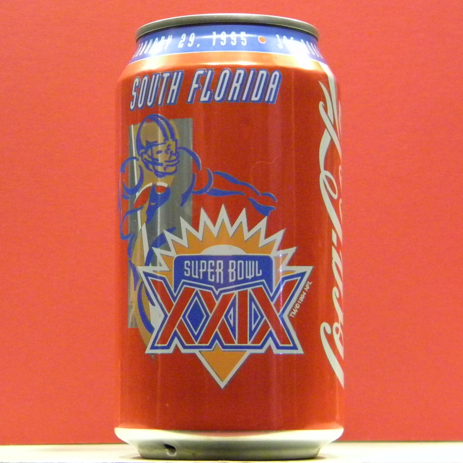 Coca Cola Coke Soda Can 1995 Super Bowl Joe Robbie Stadium South Florida S200 1+