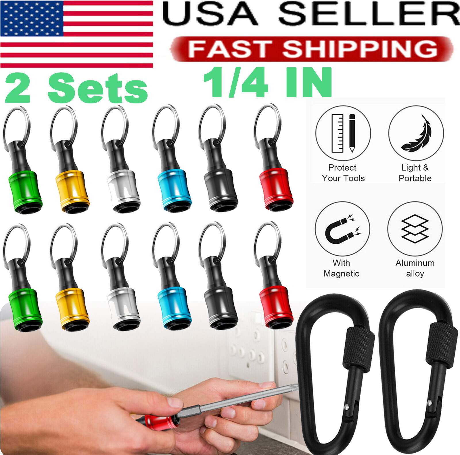 12 Pcs Hex Shank Screwdriver Bit Holder Extension Bar Keychain Driver Keyring