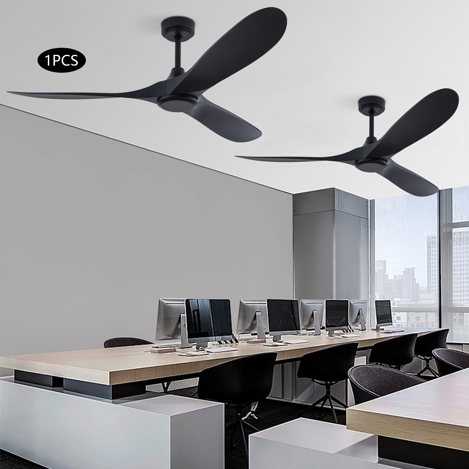 52" Flush Mount Solid Wood Ceiling Fan with Light 3 Speed Quiet DC Motor 3 CCT
