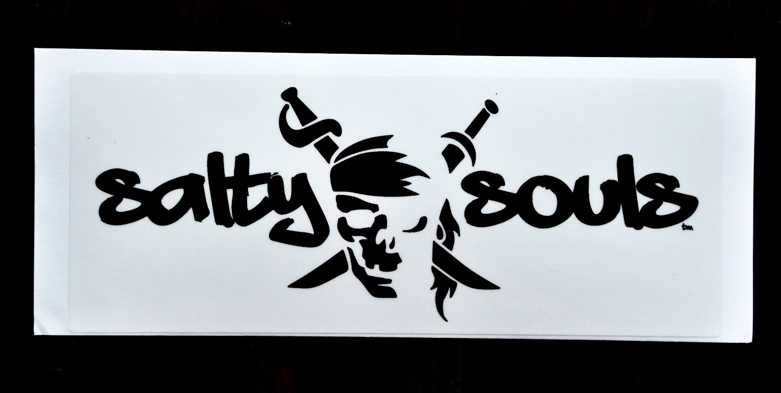 Salty Souls Pirate Skull Clear Back Sticker Decal Salt Beach Surf Fishing Life