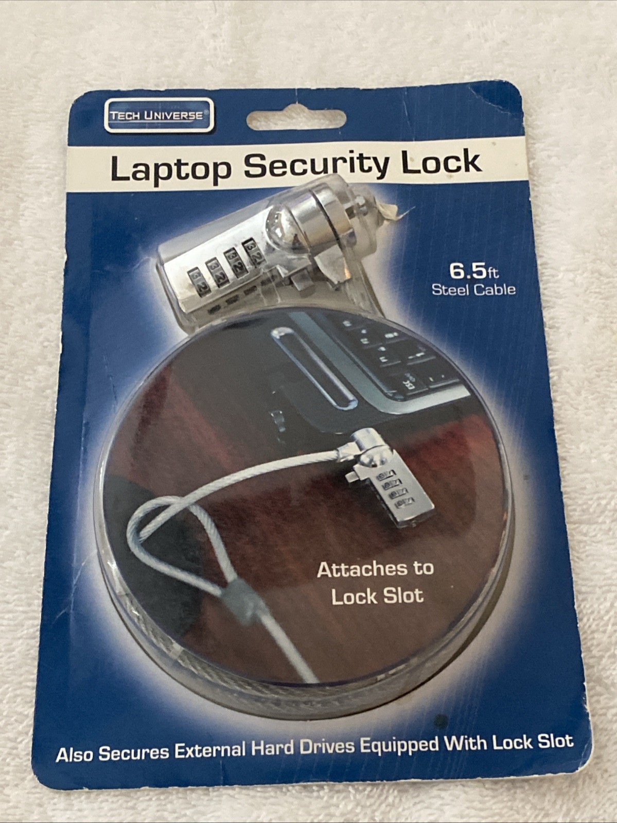 Tech Universe Laptop Security Lock 6.5 Ft. Steel Cable New