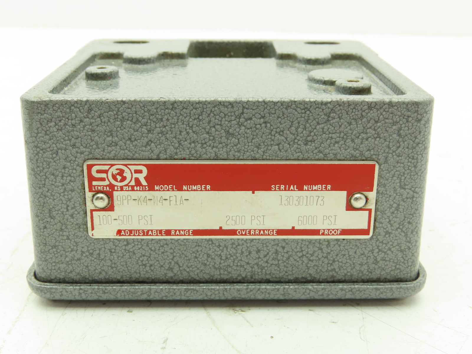SOR Static O Ring 9PP-K4-N4-F1A Pressure Switch 100-500 PSI Adj Range