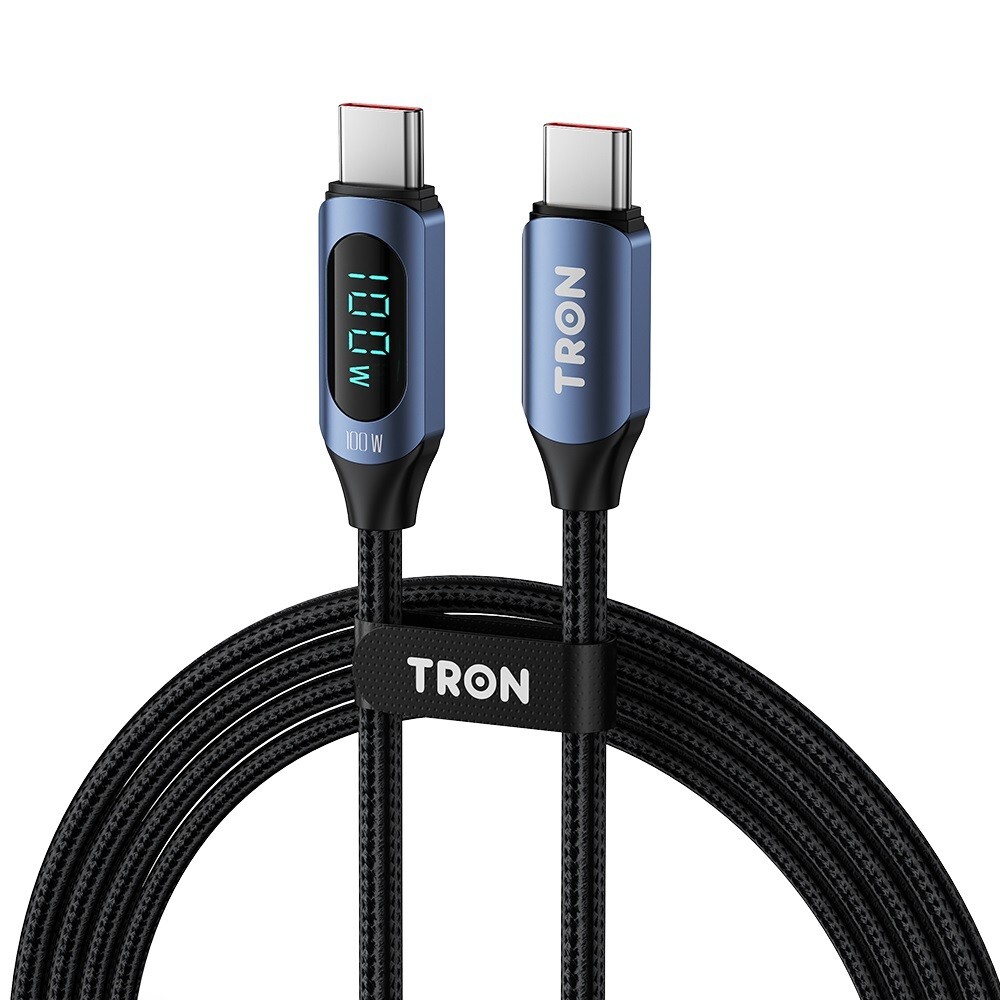 TRON USB C-C Digital Display Braided Charging Cable 100W | 5FT