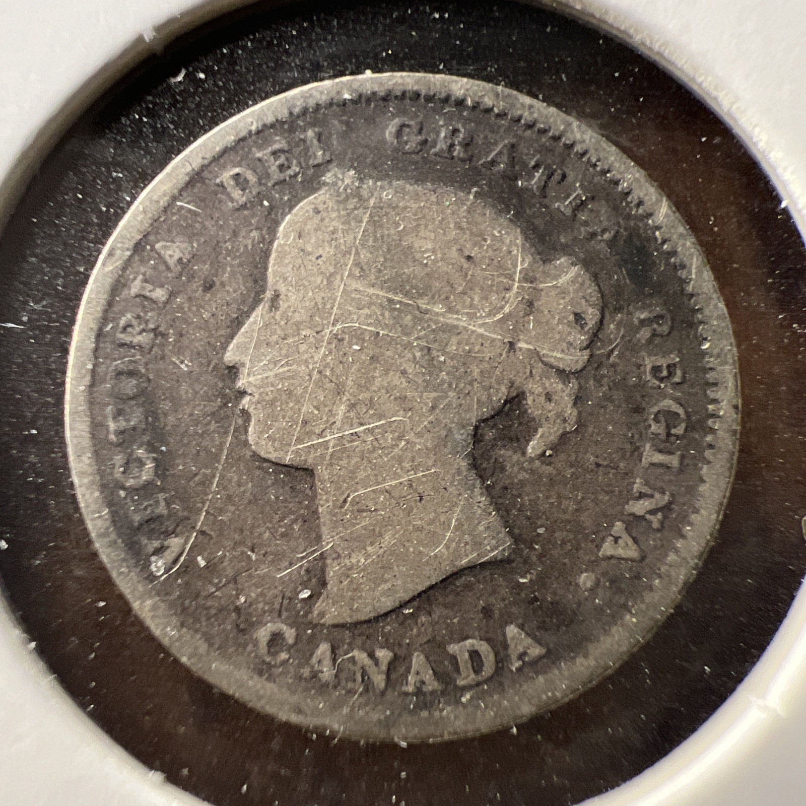 1892 Canada 5 Cents 0.925 Silver Coin. Only 860,000 Minted.