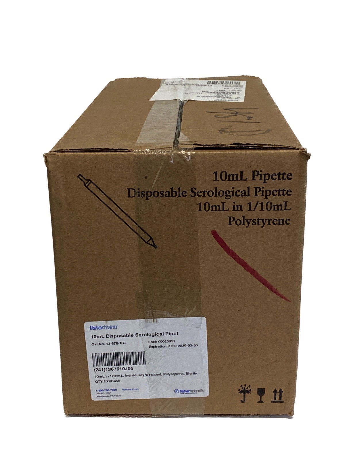 (200/Cs) FISHERBRAND 10mL Disposable Serological Pipettes w/Magnifier 13-676-10J