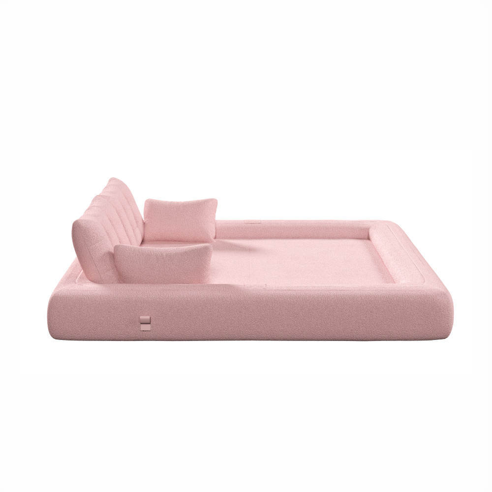 Pink 78.7" Foldable Sofa Bed, Teddy Fabric, Living Room Lounge Chair Guest Bed