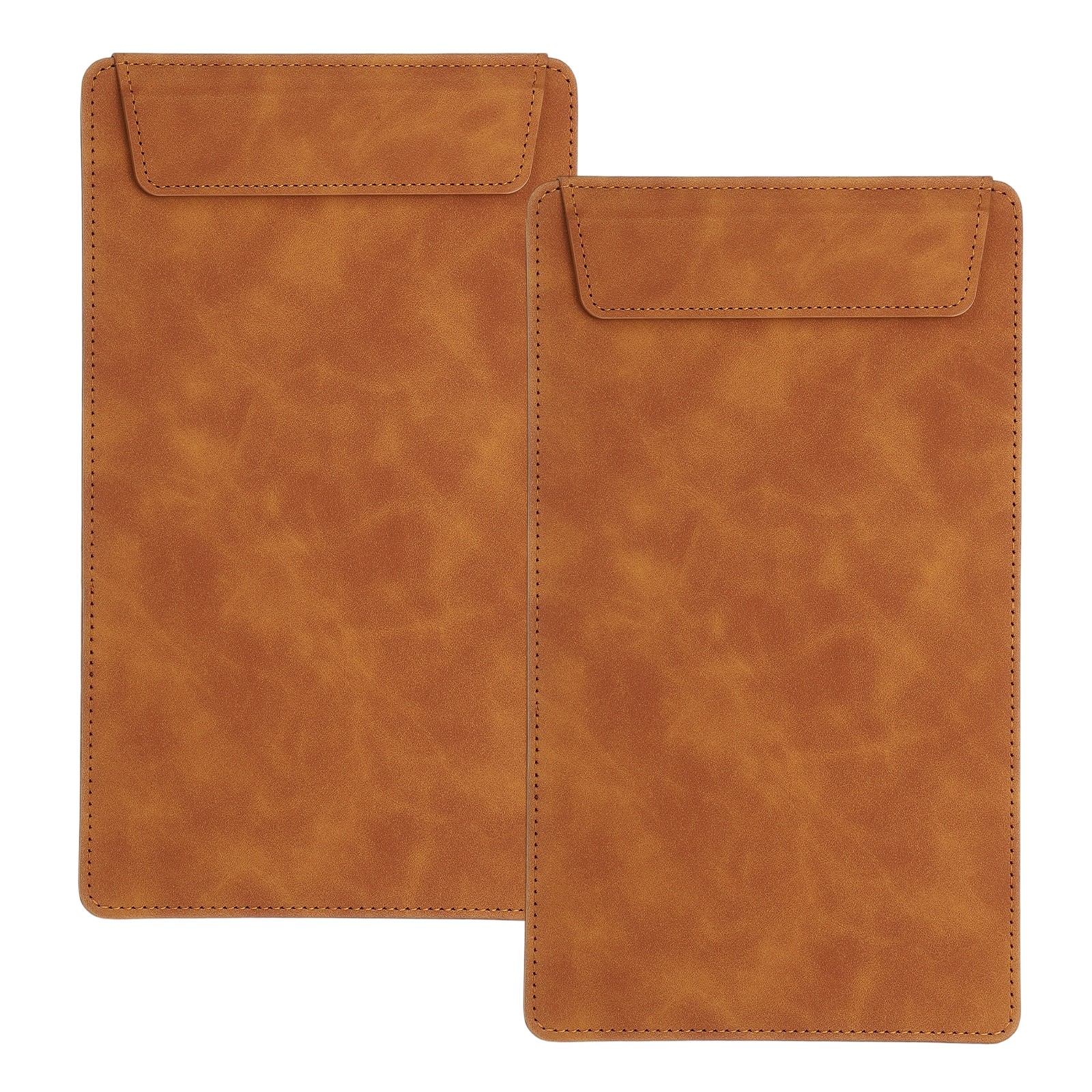 2 Pack Mini Clipboard, 10" x 6" Leather Small Clipboard with Pen Holder (Brown)