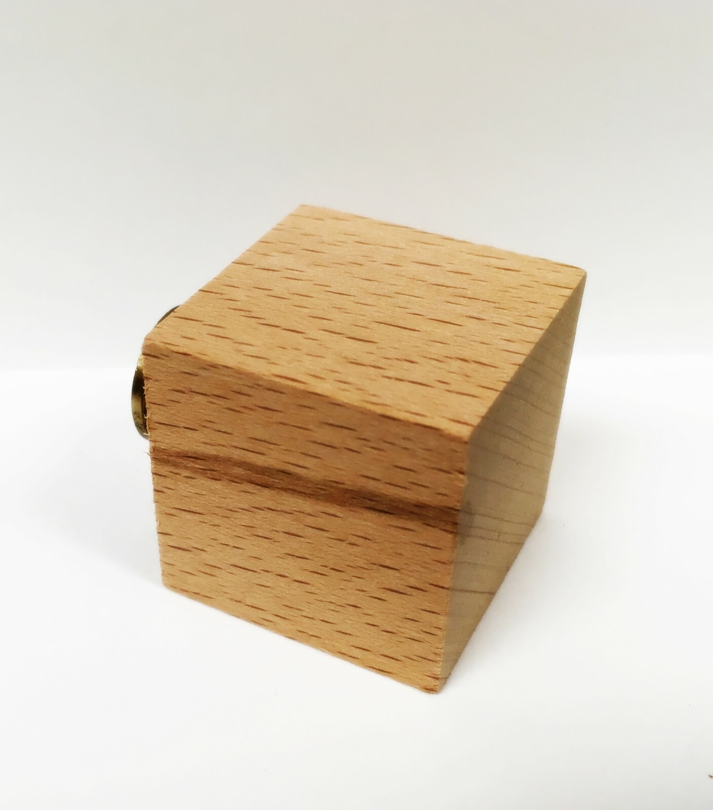 Lamp Finial-SOLID BEECH WOOD CUBE-W/Dual Thread Base-Antique Brass