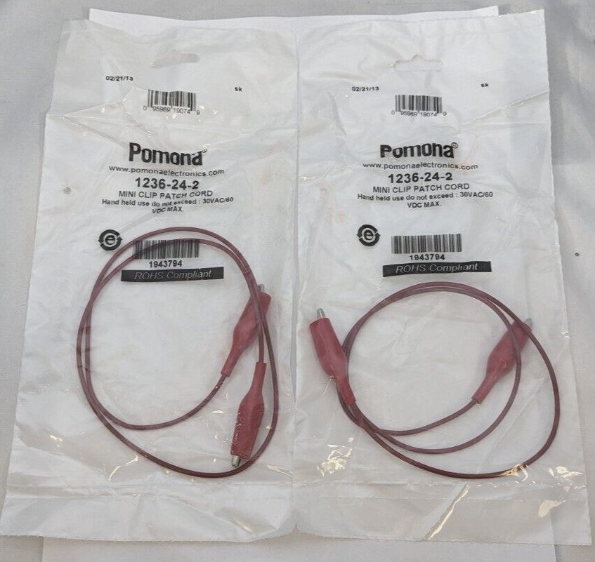 2 LOT OF POMONA 1236-24-2 MINI CLIP PATCH CORD, 24 INCH
