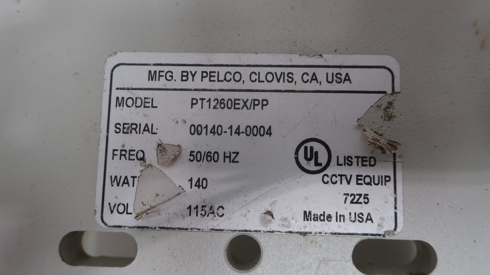 Pelco PT1260EX/PP Camera Mount