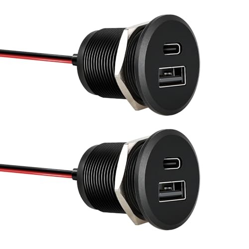 RV USB Outlet All-Aluminum Type A + Type C Ports 12V/24V USB Small Panel*2