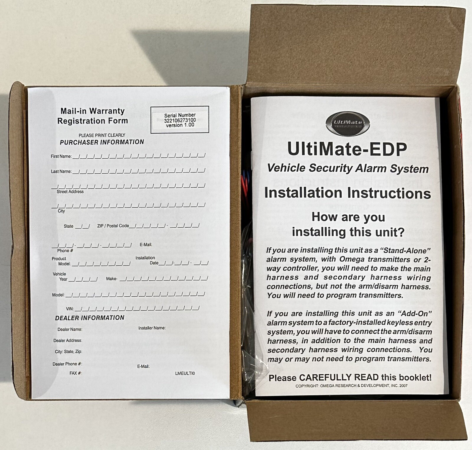 Omega Ultimate EDP - Add On Vehicle Keyless Entry & Security Alarm System