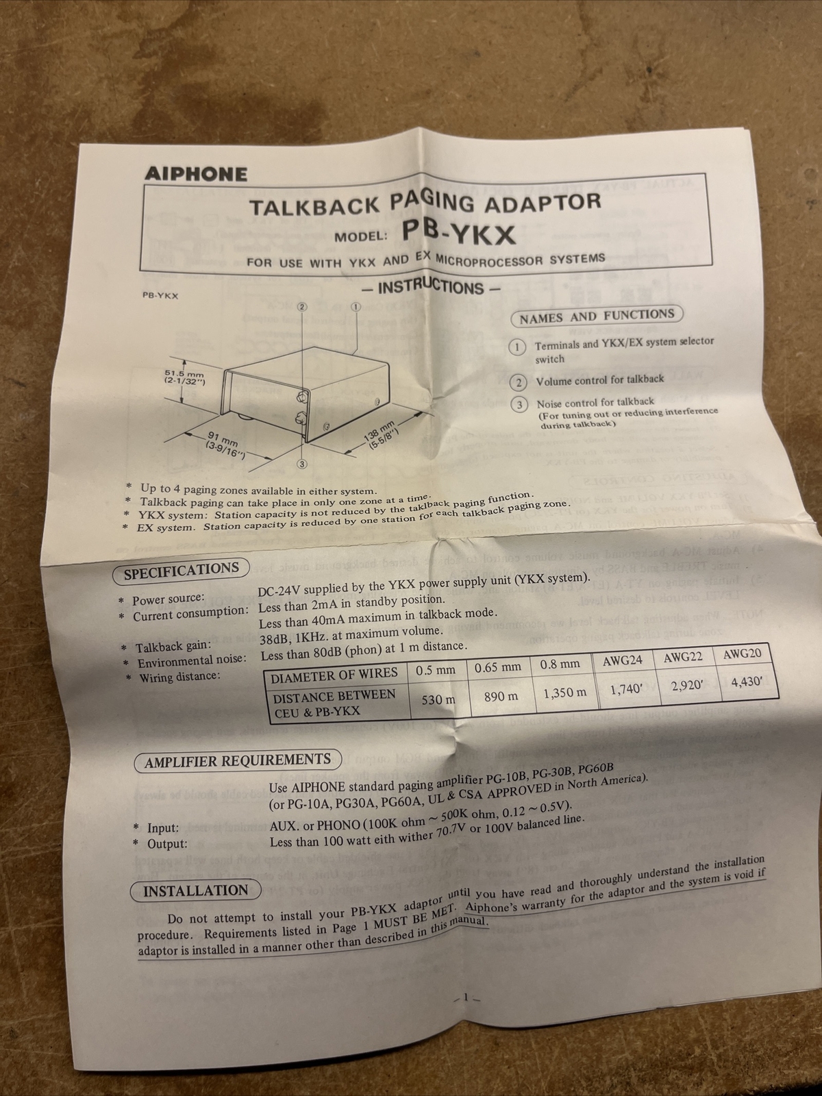 PB-YKX aiphone NEW