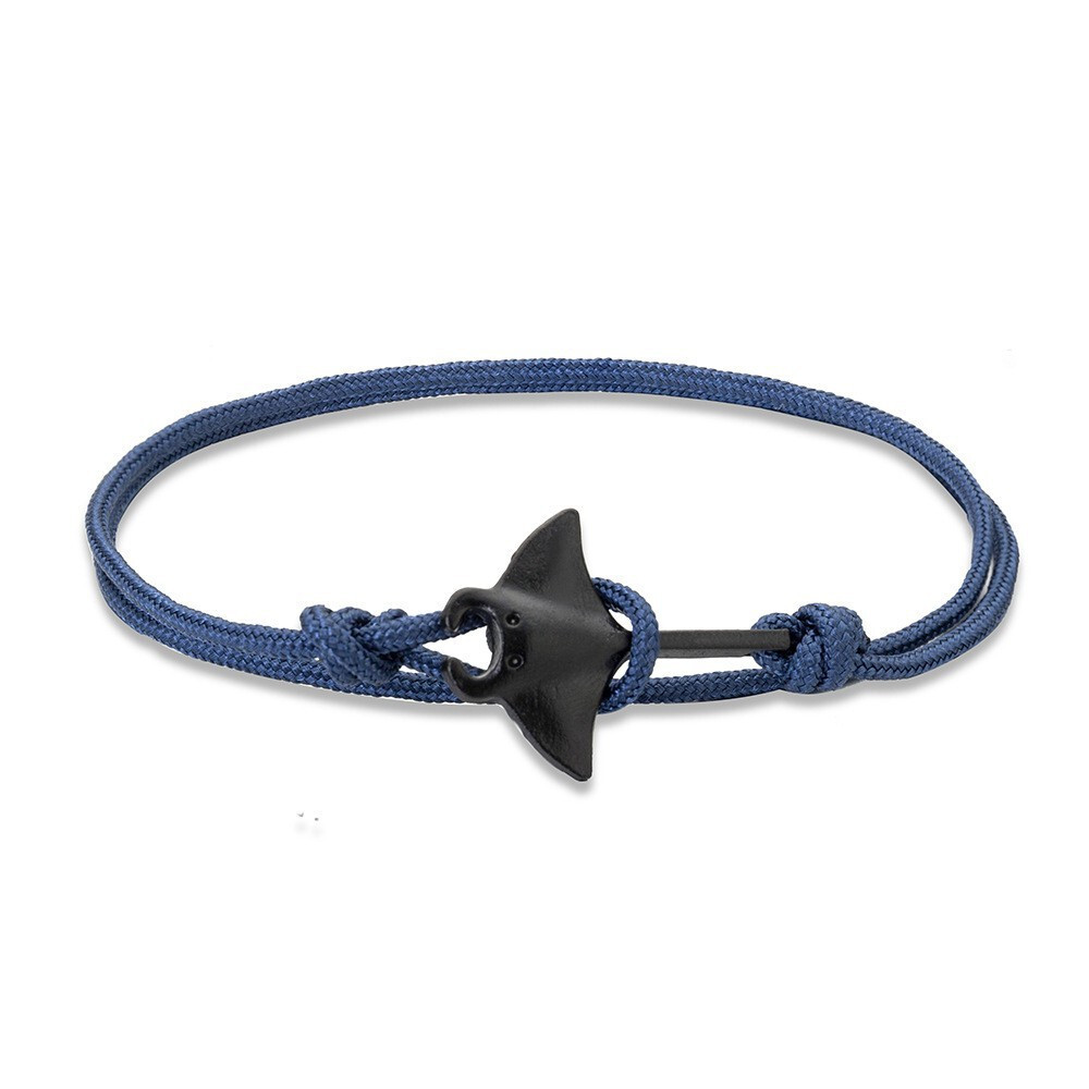 Manta Ray Devil Fish Design Adjustable Nylon Rope Wrap Bracelet 15 Inches