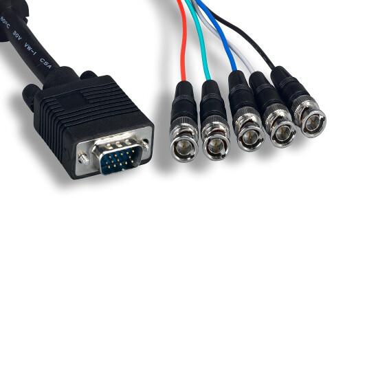 10Feet VGA HD15 to 5-BNC RGBHV Video Cable 28AWG TV PC Monitor Display Projector