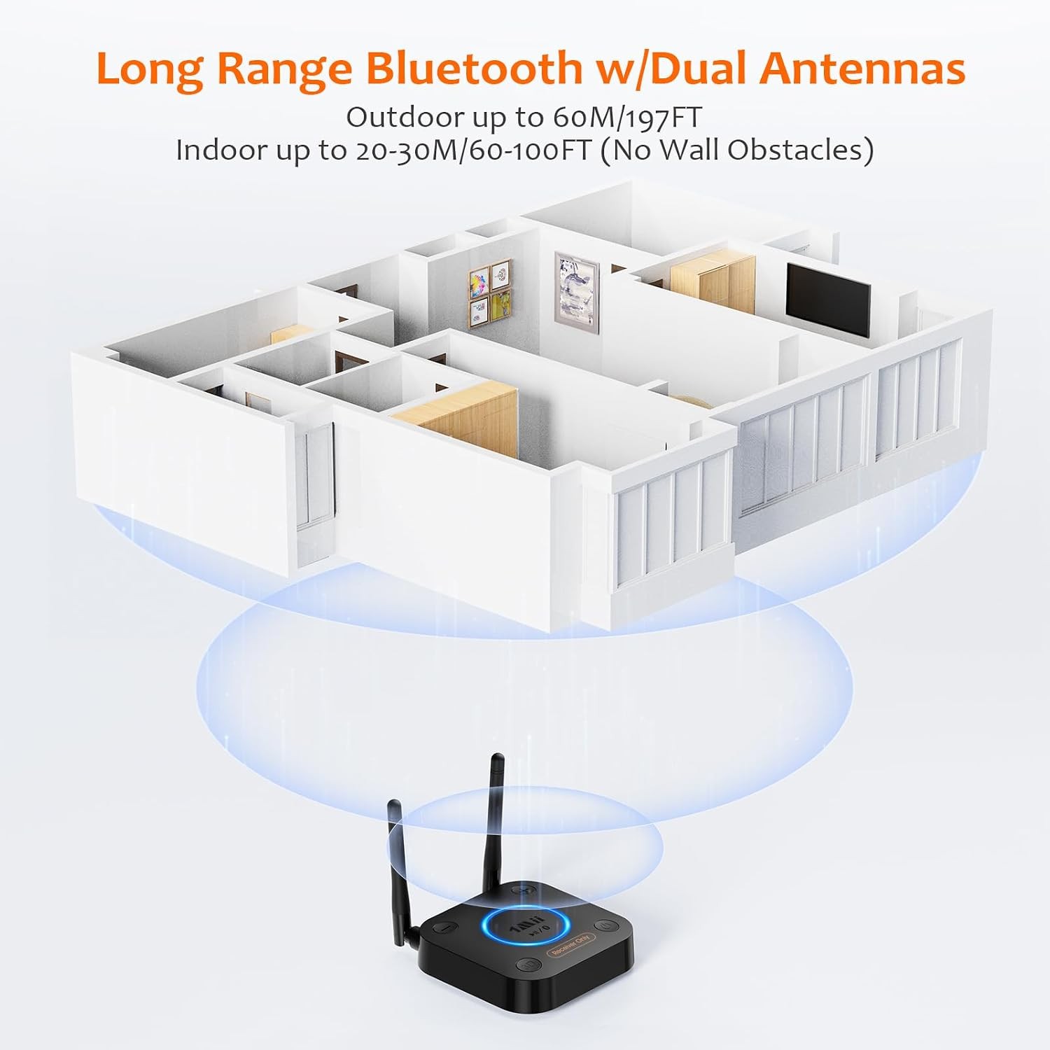 1Mii B06Pro Long Range Bluetooth 5.3 Receiver HiFi Wireless Audio Adapter
