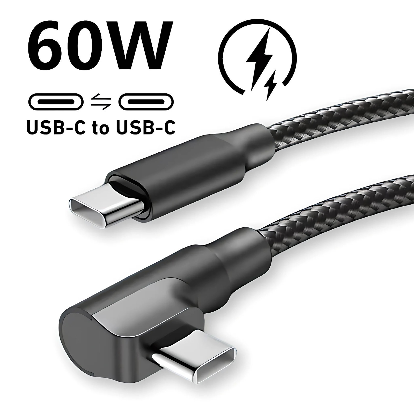 90 Degree Elbow USB C Fast Charge Cable For iPhone 17 16 15 Pro Max Samsung Xiao