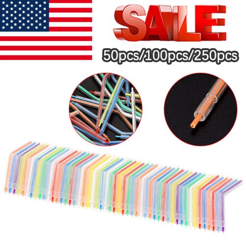 Dental 3-Way Air Water Syringe Disposable Spray Tips Nozzles Tubes Colorful US