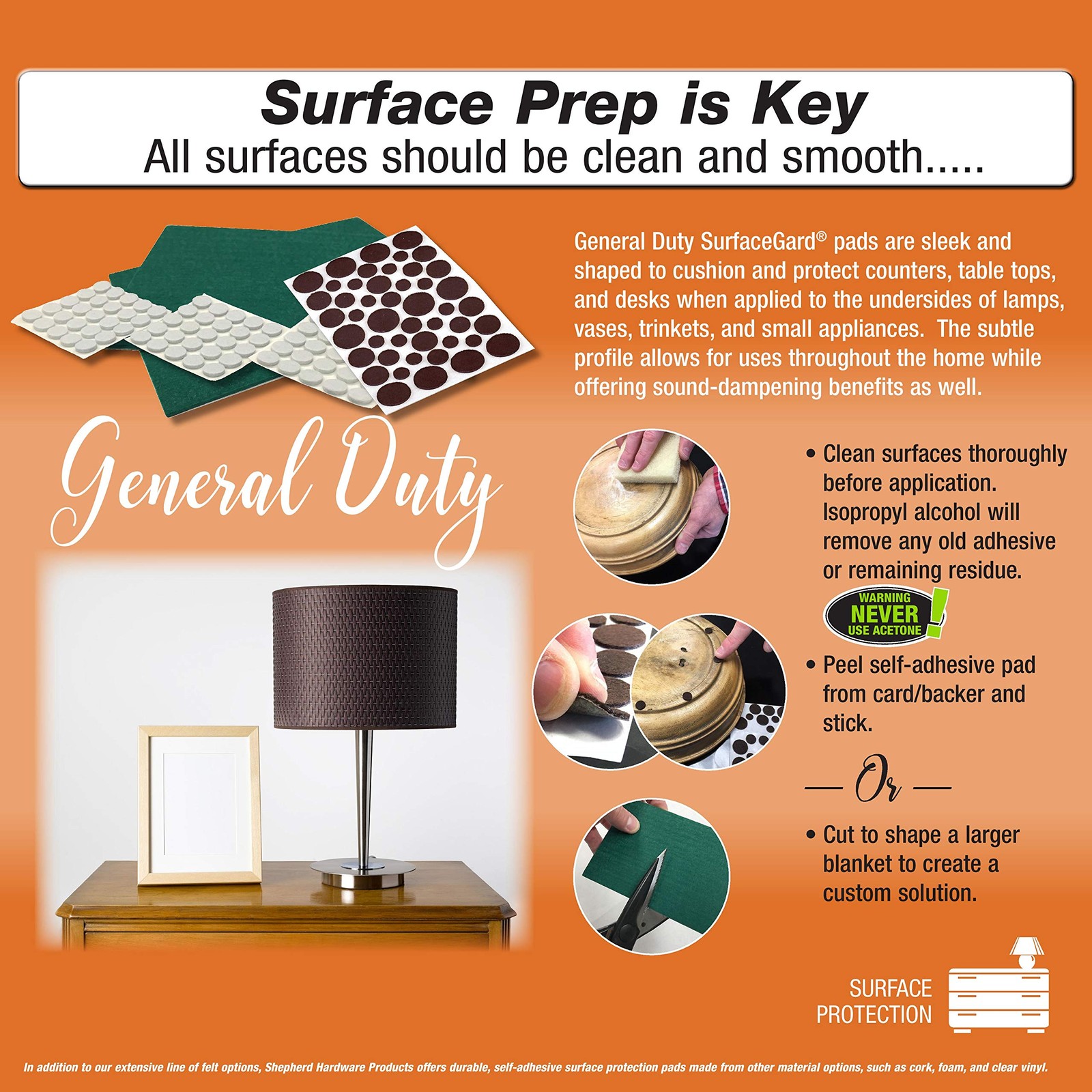 Brown Self Adhesive Felt Surface Protection Pad Furniture Protector