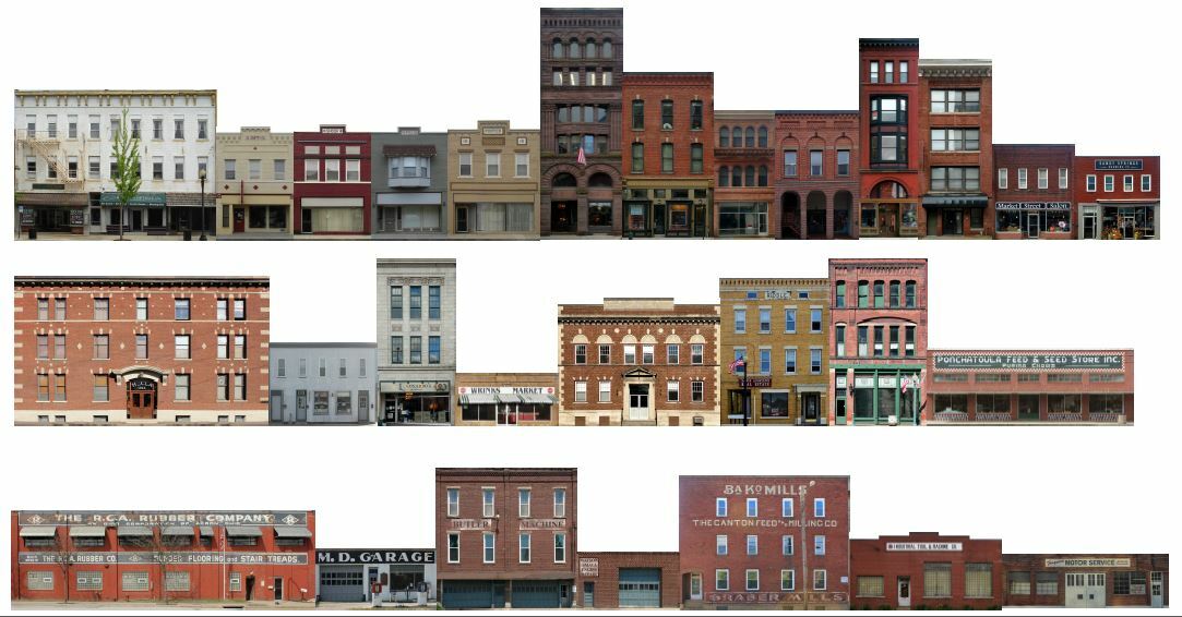 TRACKSIDE BACKDROP #400 Commercial fronts HO Scale
