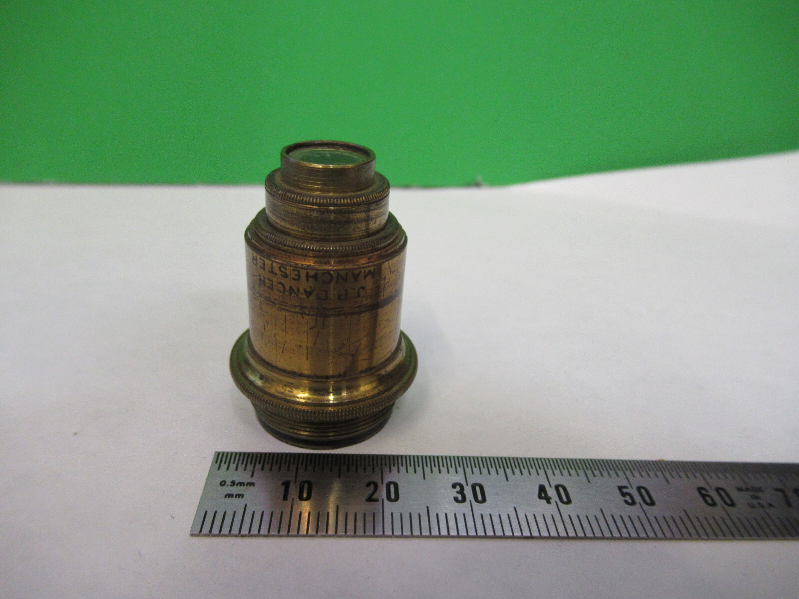 JP DANCER ANTIQUE BRASS OBJECTIVE MICROSCOPE PART AS PICTURED X6-A-94