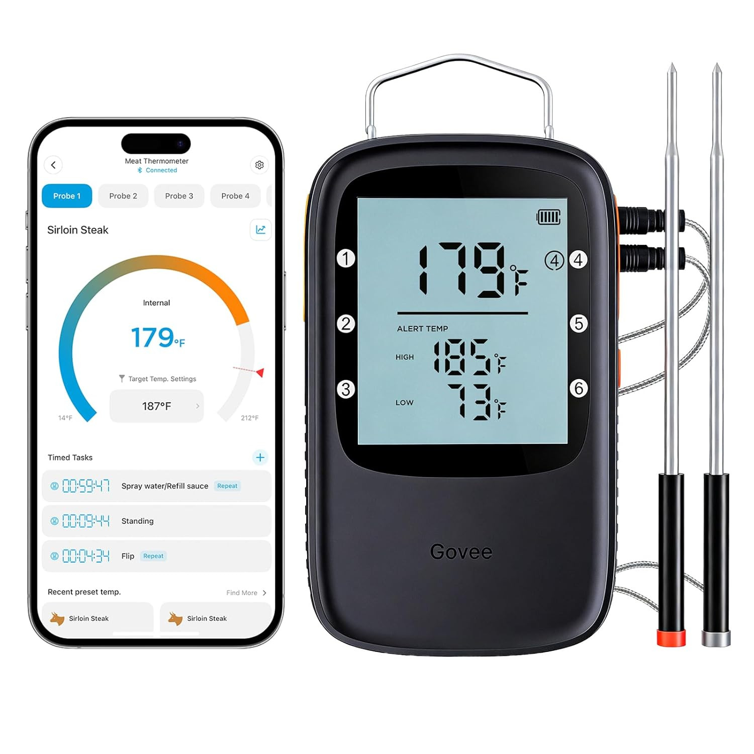 Govee Bluetooth Meat Thermometer Digital with Smart App Timer and Alerts | 2 Pro