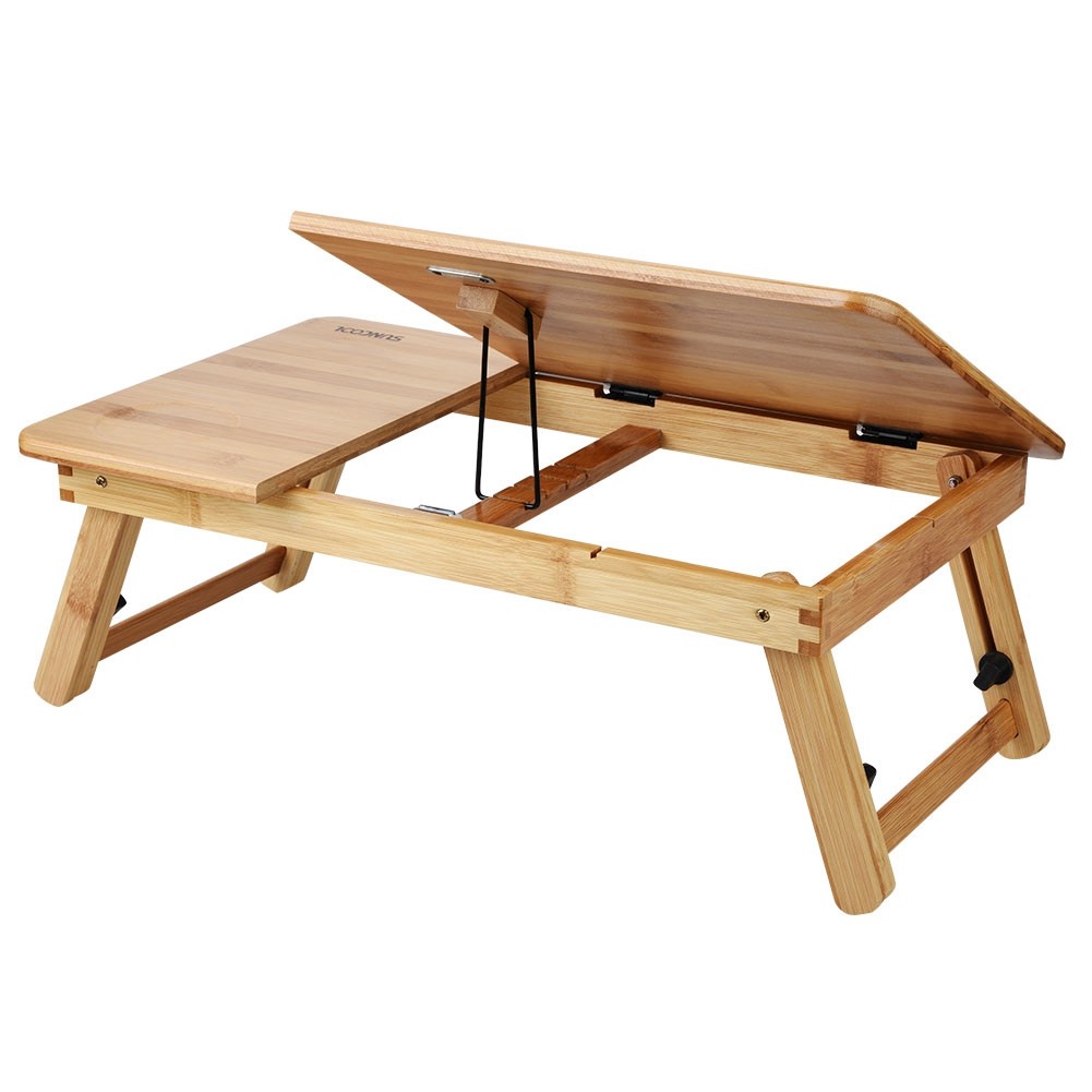 Portable Bamboo Laptop Desk for Bed Sofa Reading Working with Cup Holder