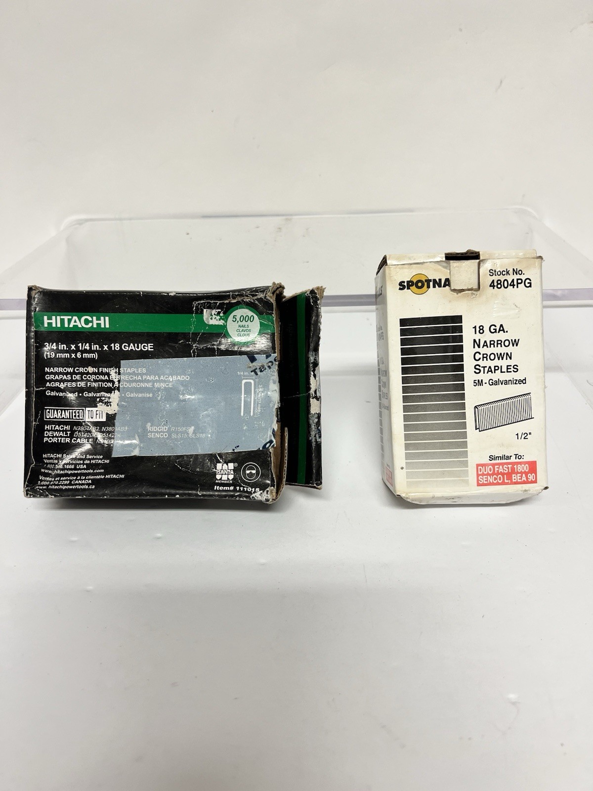 18 Gauge Narrow Crown Staples Lot Hitachi 3/4” & Spotnails 1/2” Galvanized