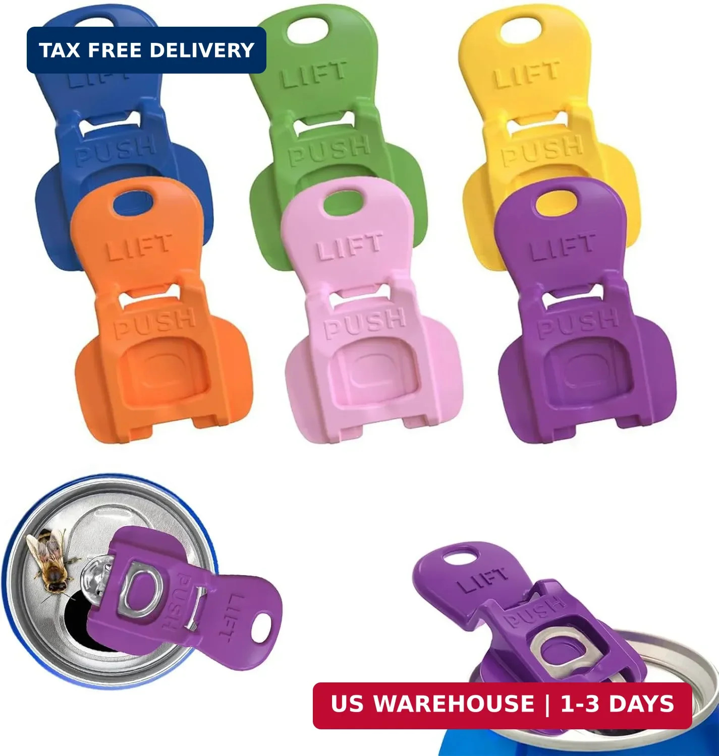 6PCS Colorful Can Tab Openers & Leak-Proof Drink Covers - One-Hand Soda Can Open