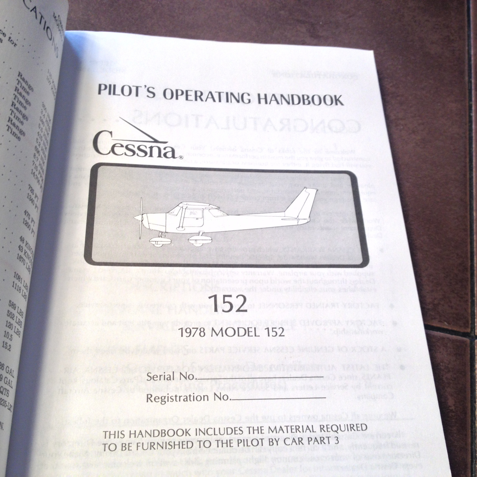 1978 Cessna 152 Pilot's Operating Handbook, POH