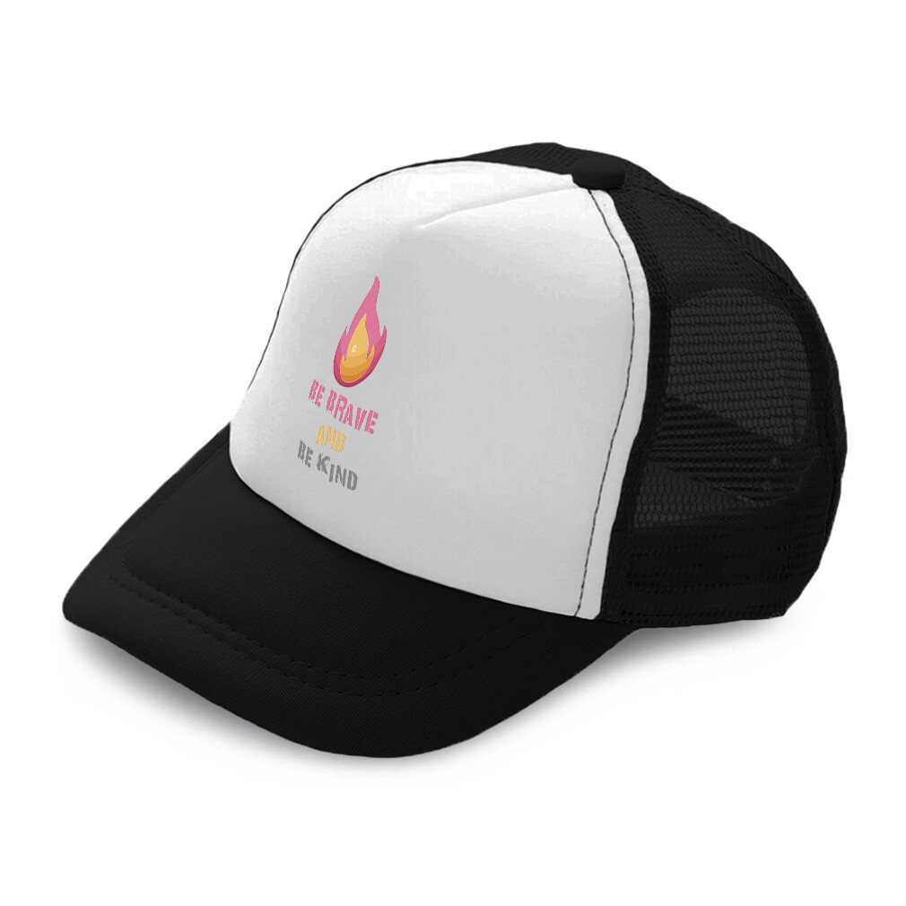 Kids Trucker Hat Be Brave and Be Kind Flame Polyester Boys Caps & Girls Caps