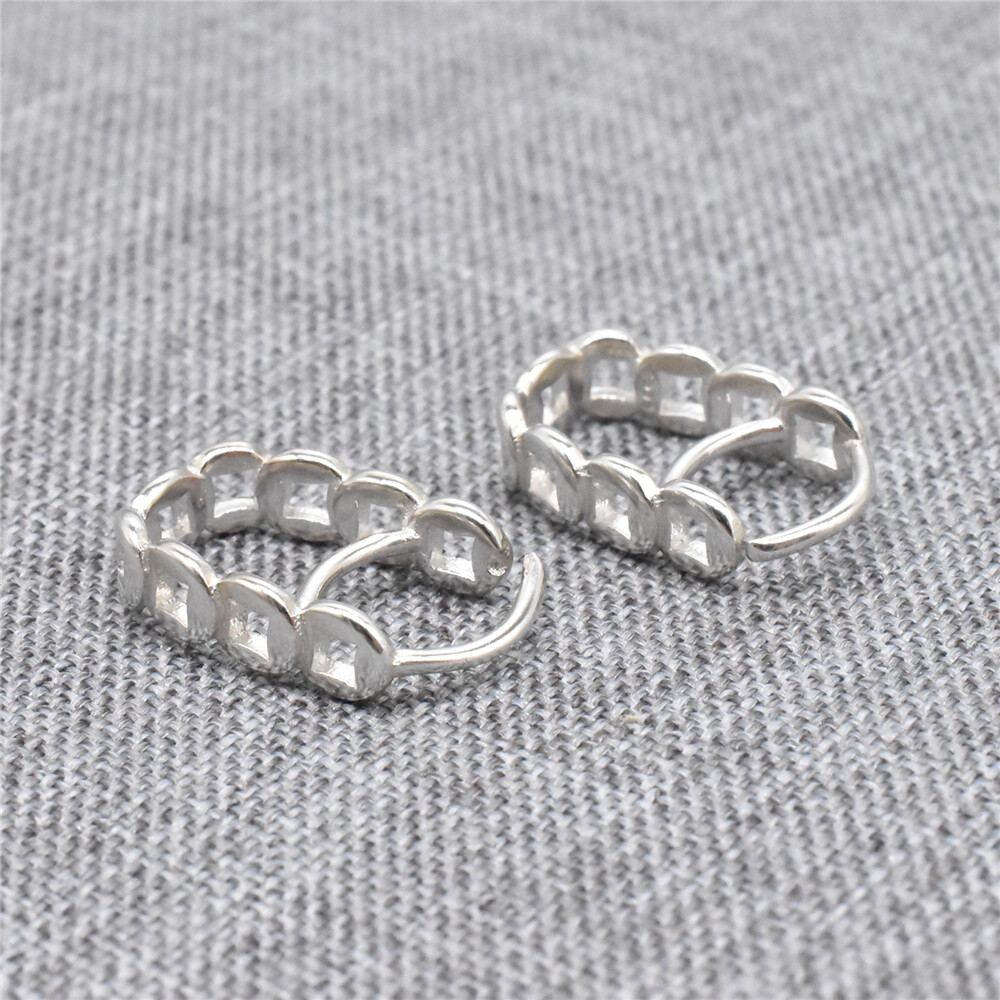 2 Sterling Silver Pinch Bails with Overlap Coin Design for Gemstone