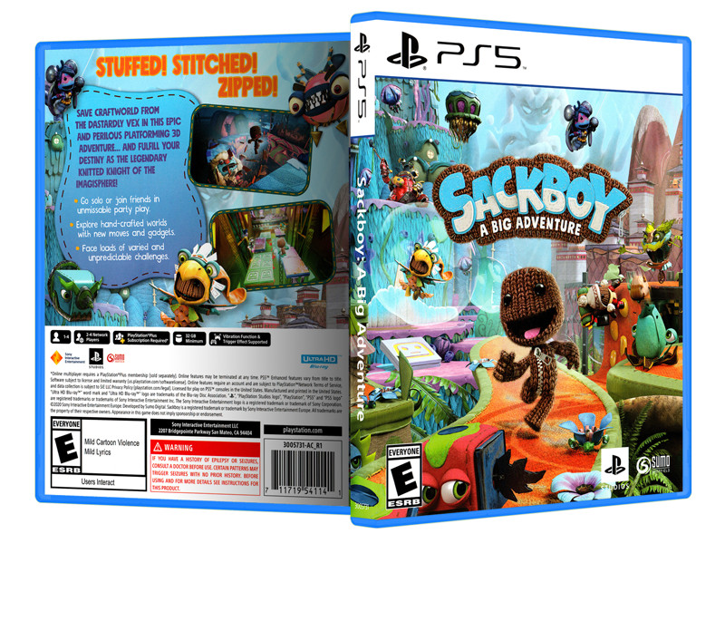 Sackboy: A Big Adventure - Replacement PS5 Cover and Case. NO GAME!!