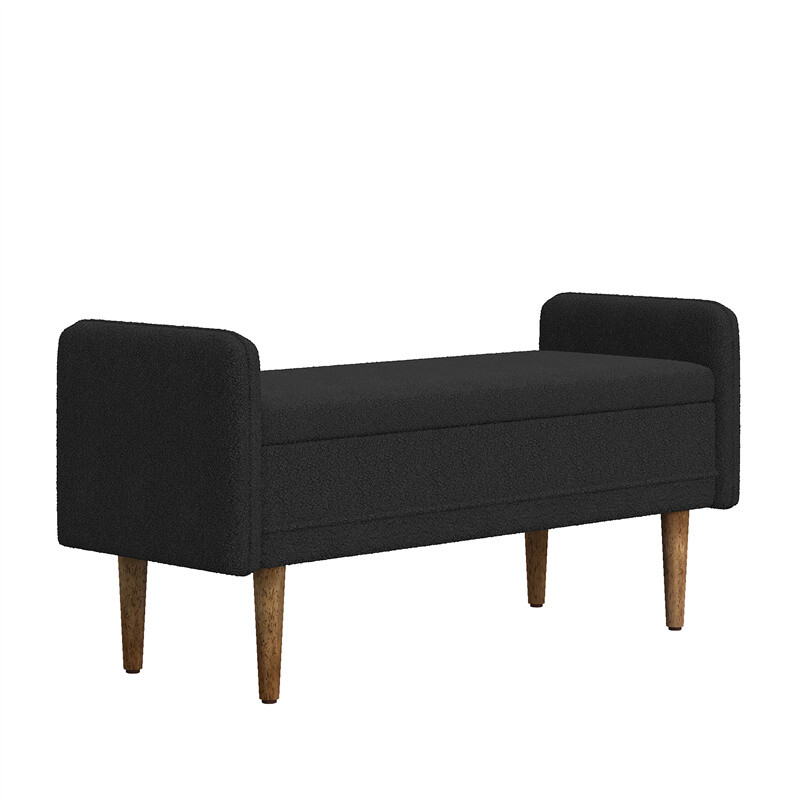 46in Modern Teddy Velvet Storage Stool with Storage for Apartments,Living Rooms
