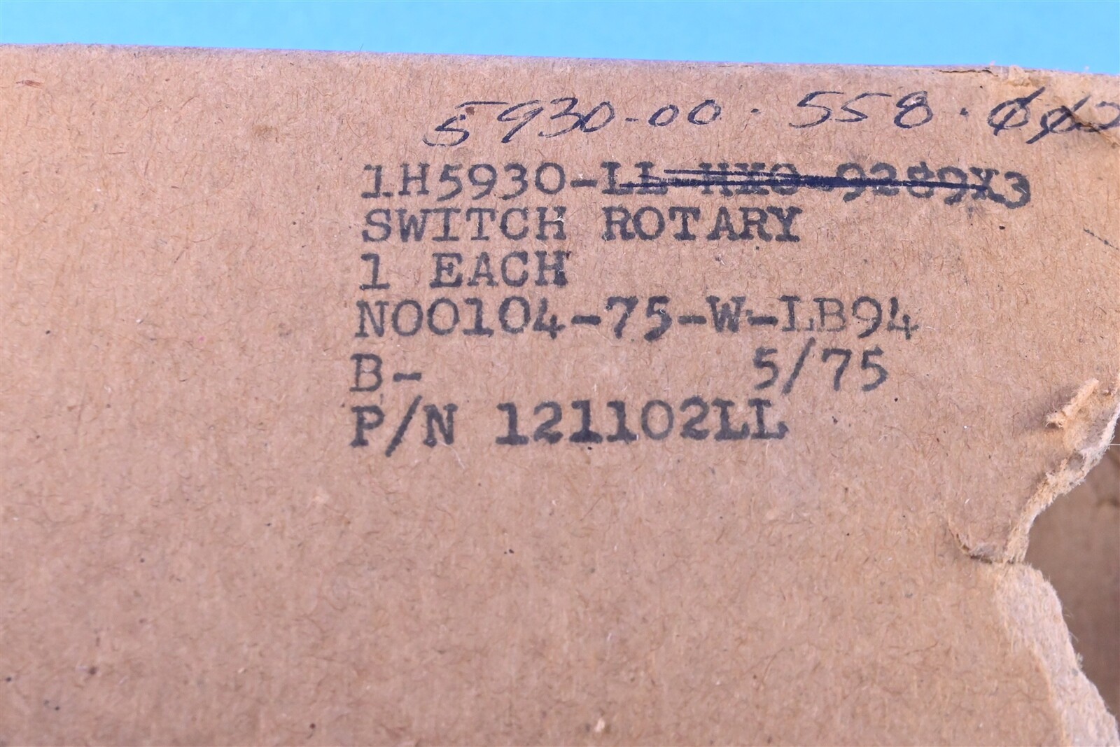Mil-Spec Electro Switch Rotary Switch 121102LL 120VAC