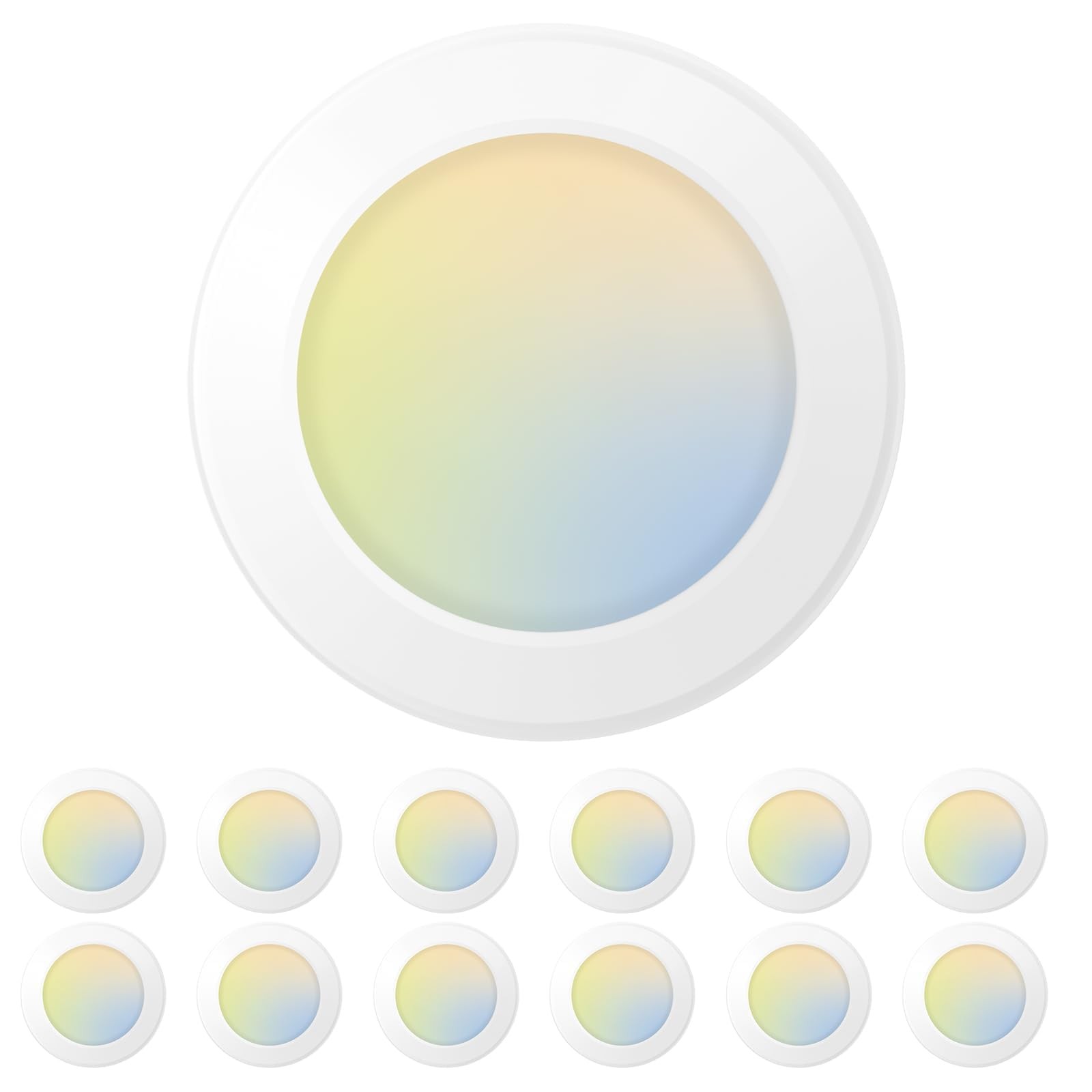 Amico 12 Pack 5/6 Inch LED Disk Lights, Dimmable Flush 12pack-6inch, 5cct