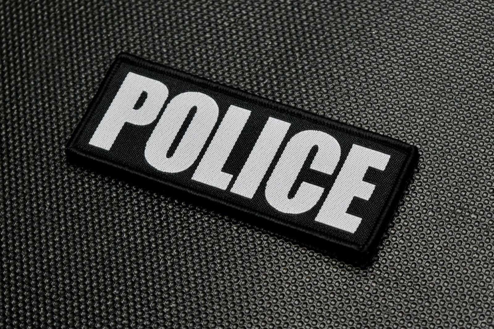 4" X 1.5" Woven POLICE Patch Law Enforcement Hook Loop Backing Black & white