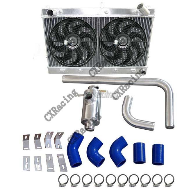 CXRacing V-Mount Coolant Radiator + Fan Kit for Nissan 300ZX Z32 with LS1 LSx LS