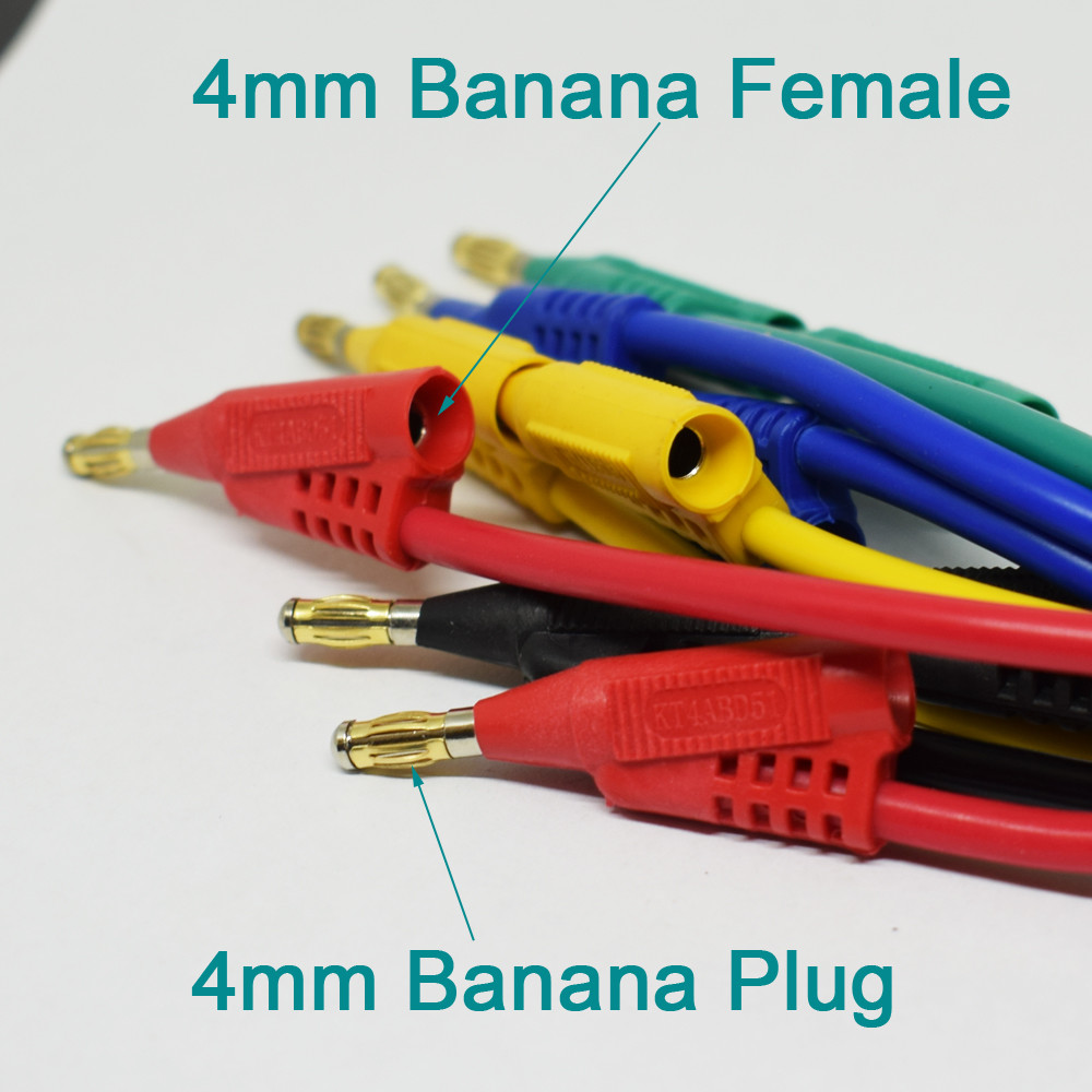 50pcs KT4ABD51 50cm Moulded 4mm Copper Banana Plug Silicone Test Lead Cable