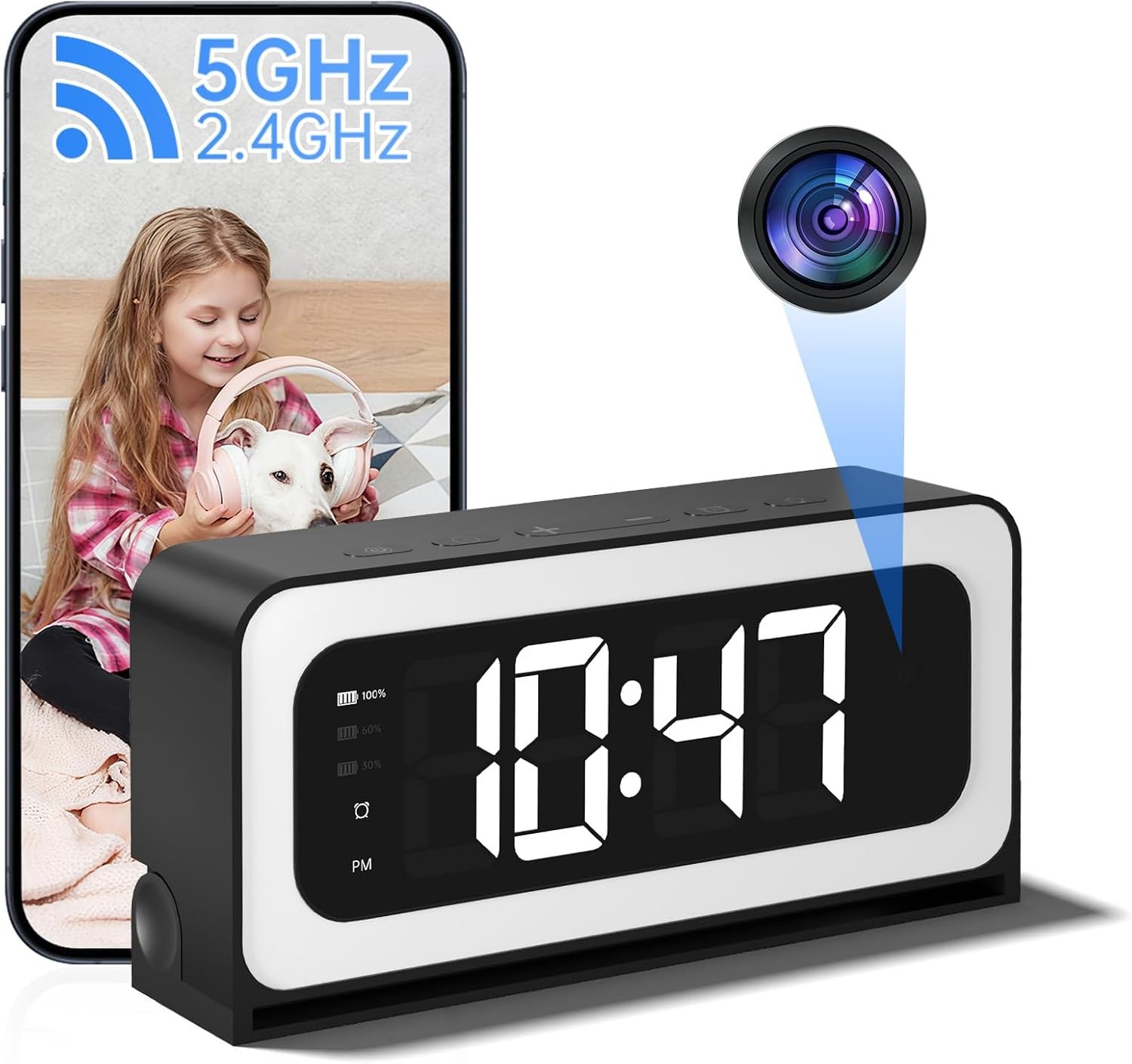 2K Indoor Camera 5G WiFi Home Security Camera with Alarm Color Night Vision