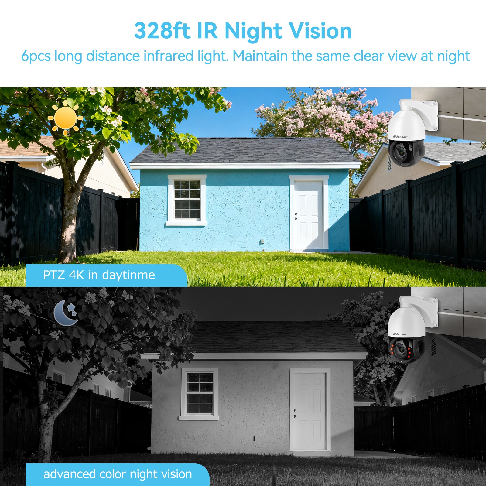 JENNOV Outdoor 4K 8MP Auto-Tracking PoE Security Camera 360° Coverage
