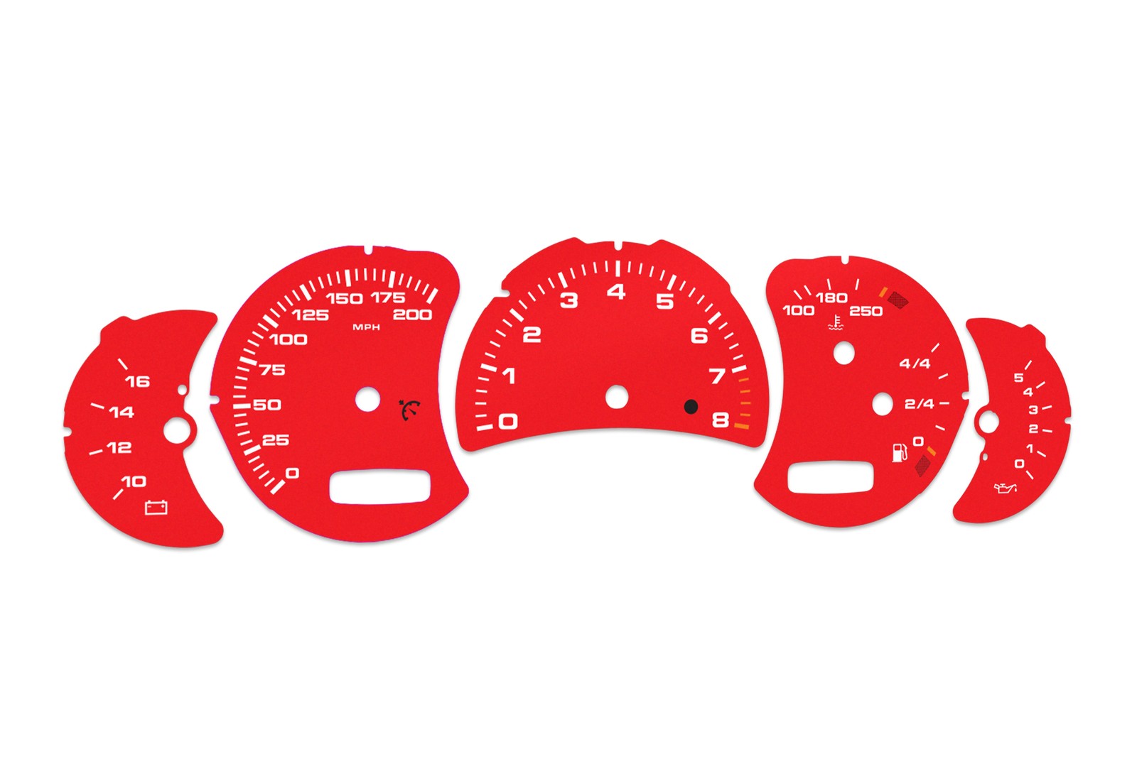 Porsche Carrera 911 (996.2) US Spec - RED Speedometer Dials mph Gauges