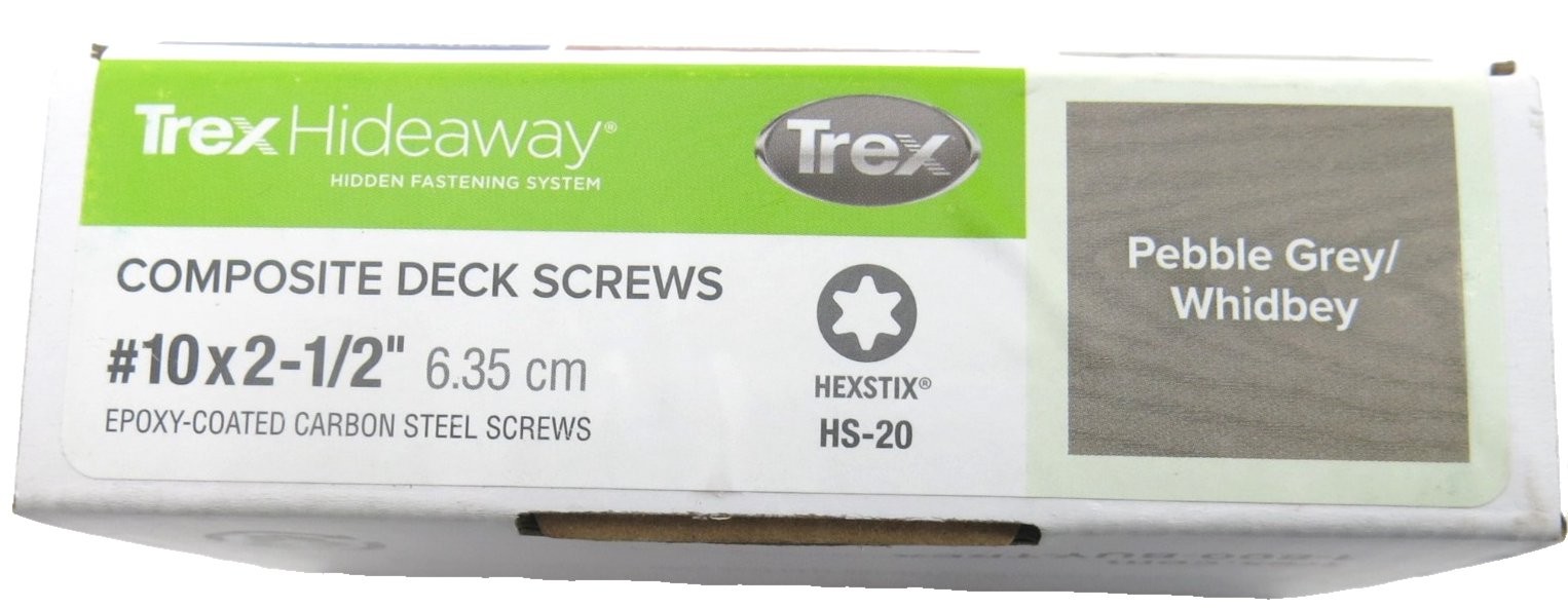 Trex Hideaway Composite Deck Screws Pebble Gray 10x2-1/2 75 Count
