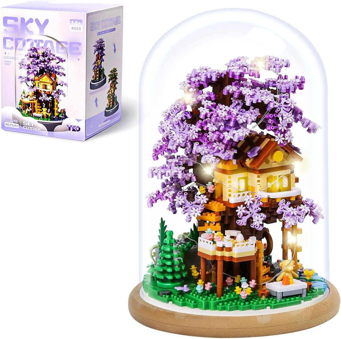 Insgen Cherry Blossom Tree House Miniature Building Blocks with Dust Cover | ...