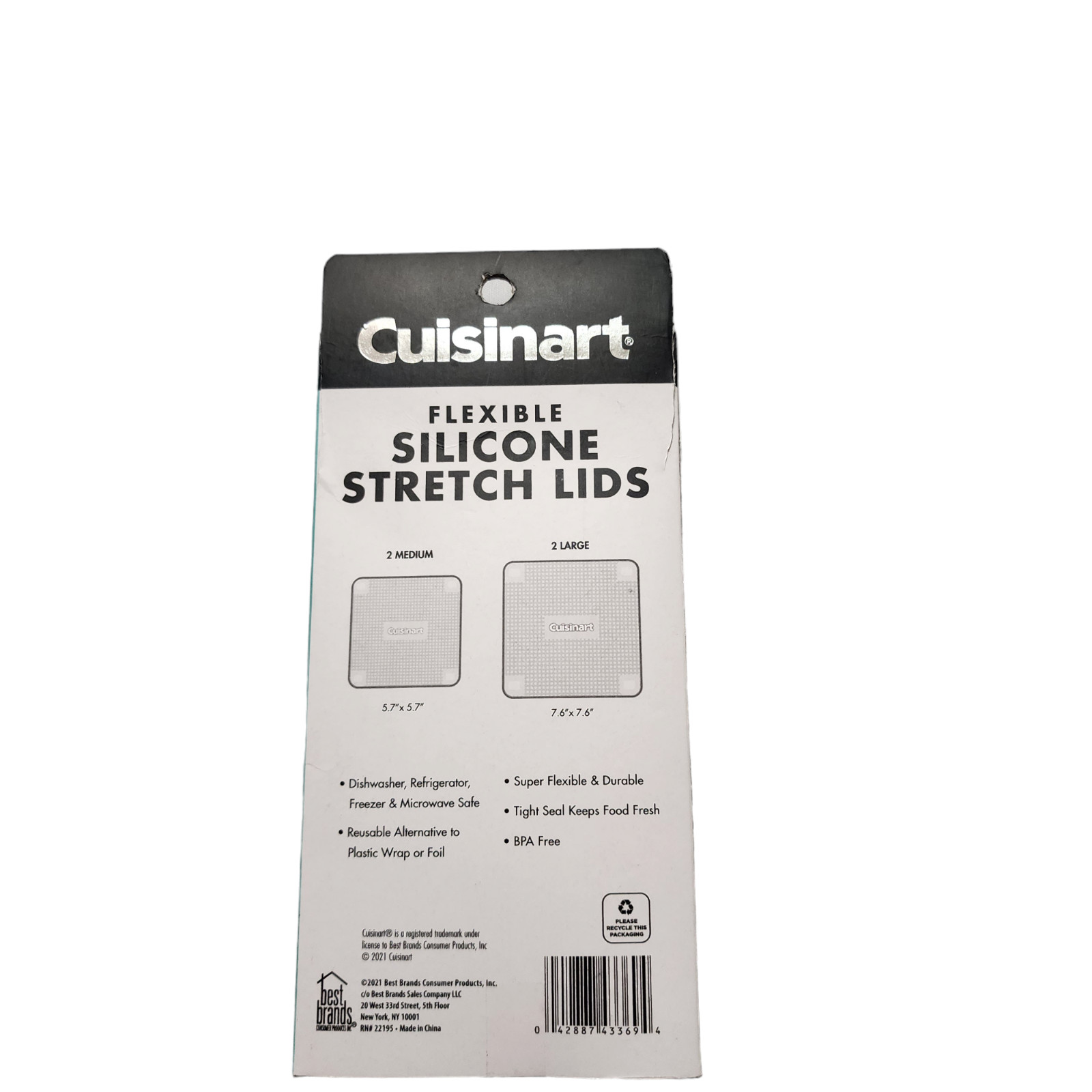 Cuisinart Flexible Silicone Stretch Lids Set: 2 Medium 2 Large Spill Proof