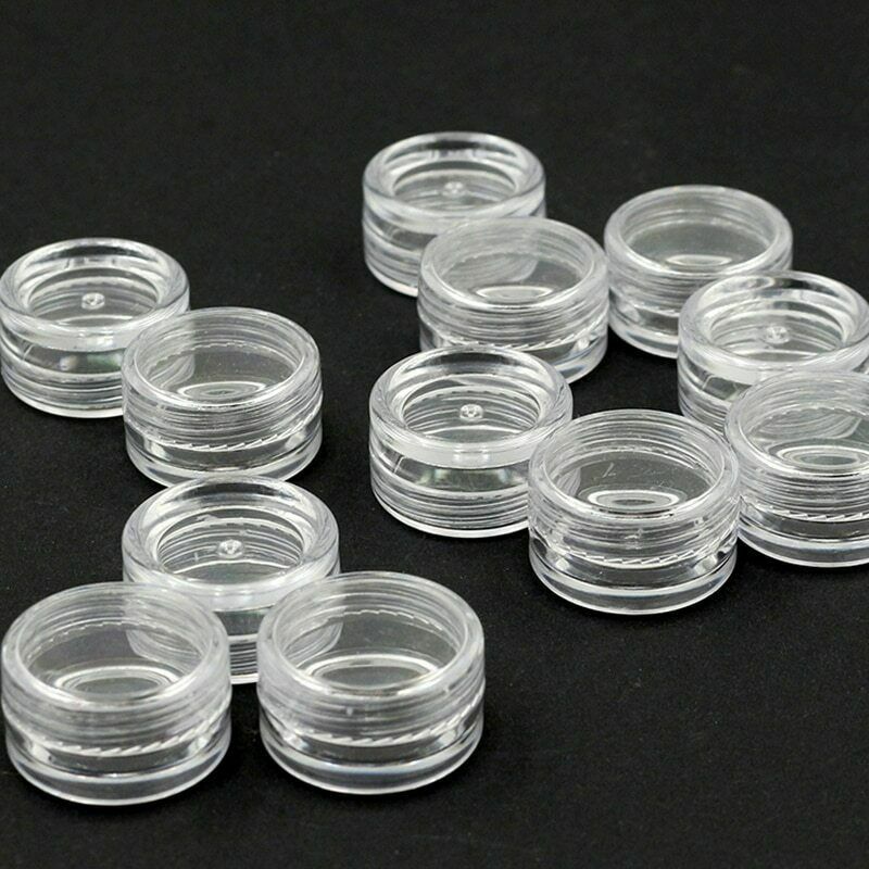 50pcs Small Round Container Storage Cups Clear Plastic Jewelry Bead Makeup Box