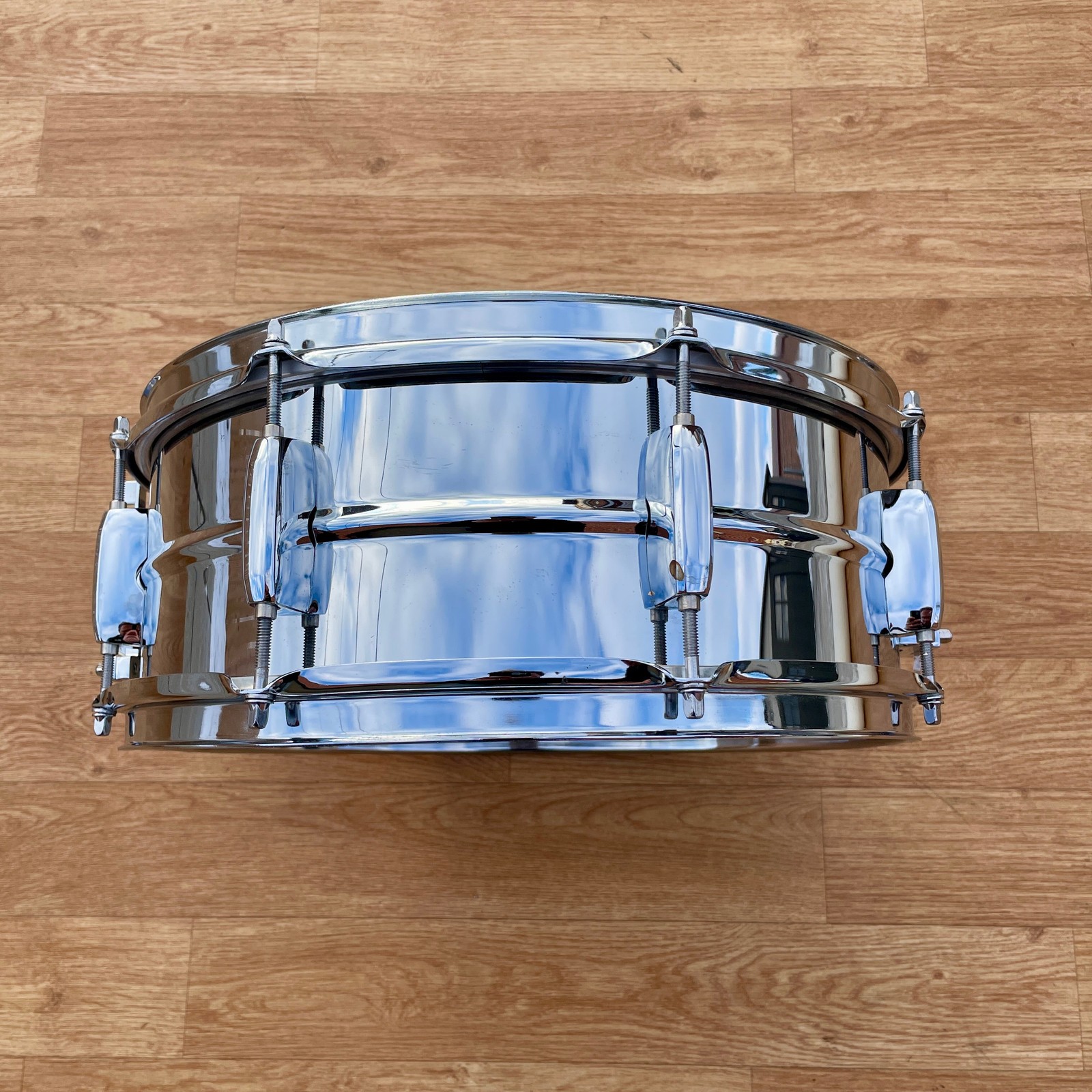 1990s Pearl Steel 5x14 Snare Drum 8-Lug Chrome Over Steel